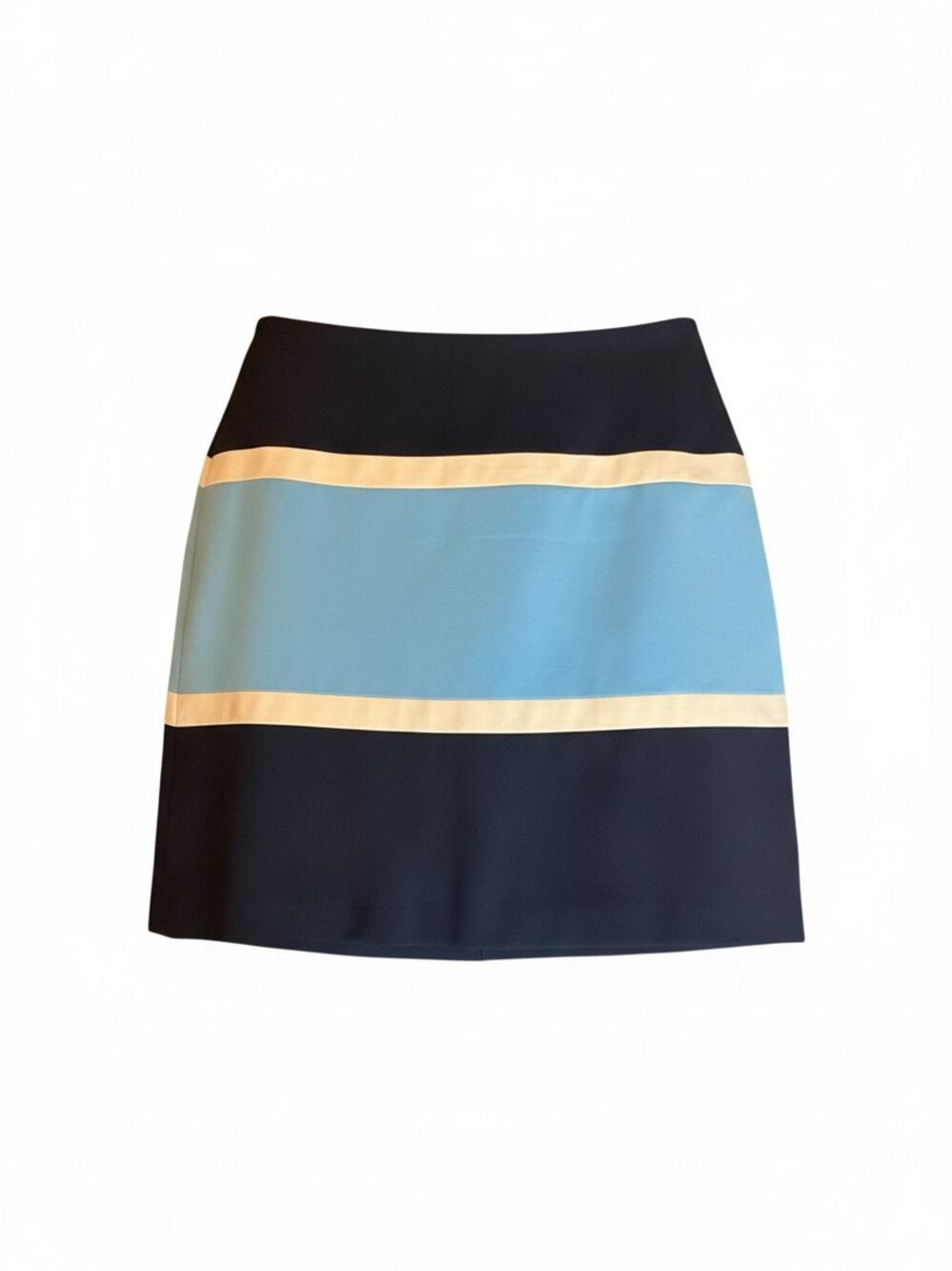 Anne Klein Navy Blue Colorblock Knit Mini Skirt